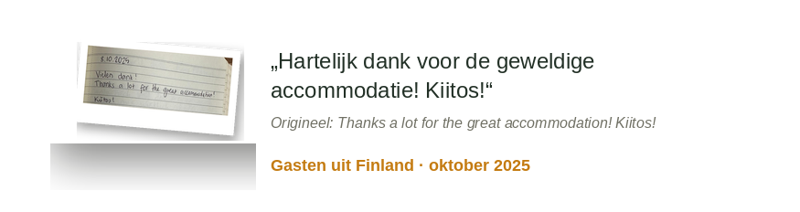 „Vielen Dank für die großartige Unterkunft! Kiitos!“ Original: „Thanks a lot for the great accommodation! Kiitos!“ gasten aus Finnland · Oktober 2025